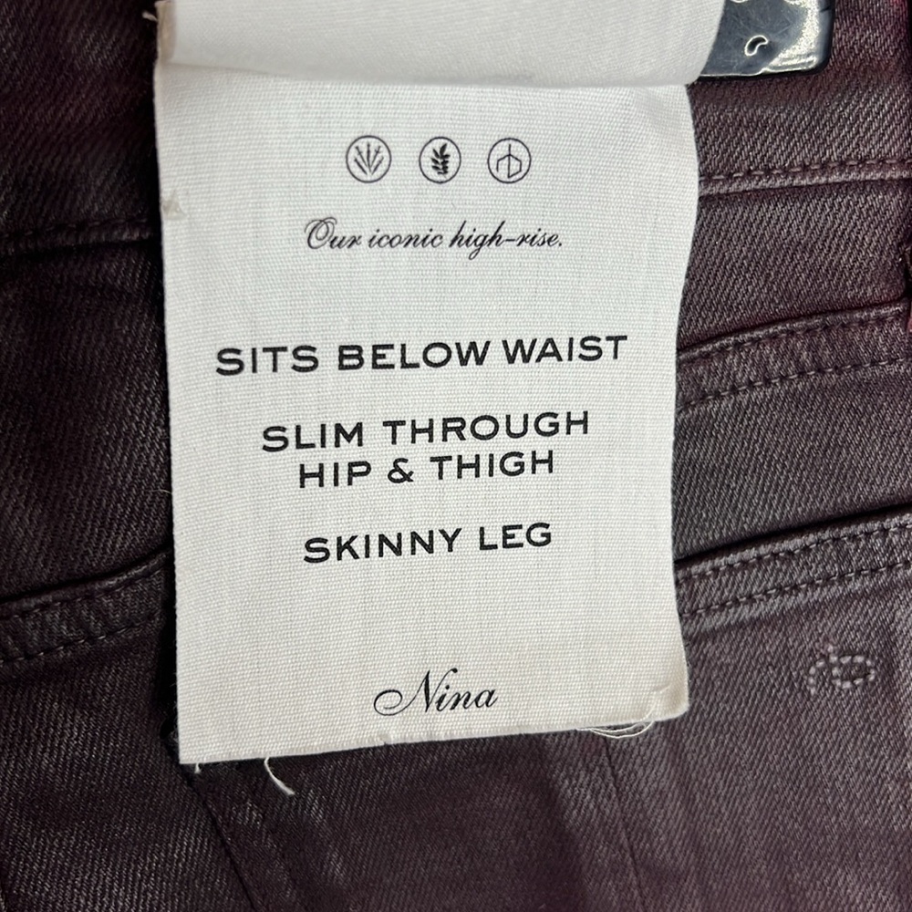 Rag & Bone Nina High Rise Skinny in Coated Plum Size 24 NWT - Picture 10 of 16